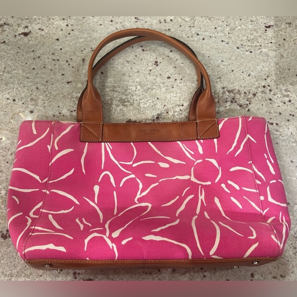 Pink floral Kate spade tote handbag purse - Picture 1 of 7